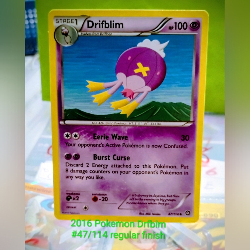 Drifblim Pokémon Card - Purple Psychic Stage 1 Regular Finish